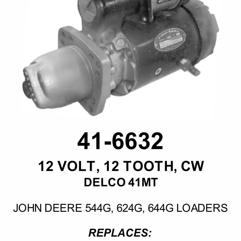 Starter — 41MT 12V 12T SAE1 OFFSET Fits John Deere