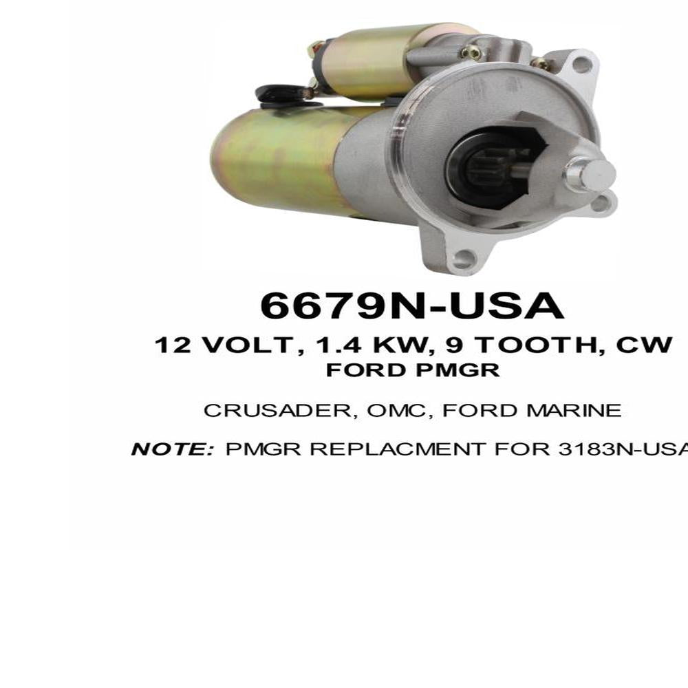 Starter — FORD PMGR 12V 10T CW OMC Fits Crusader Replaces ROM6679N-USA
