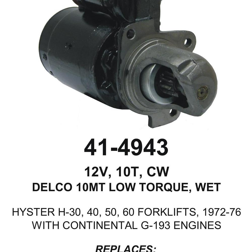 Starter — NUSA 10MT-HT 12V 10T WET Fits Hyster Replaces 2968403001016