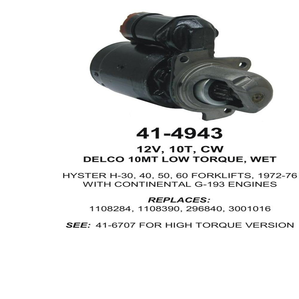 Starter — NUSA 10MT-HT 12V 10T WET Fits Hyster Replaces 2968403001016
