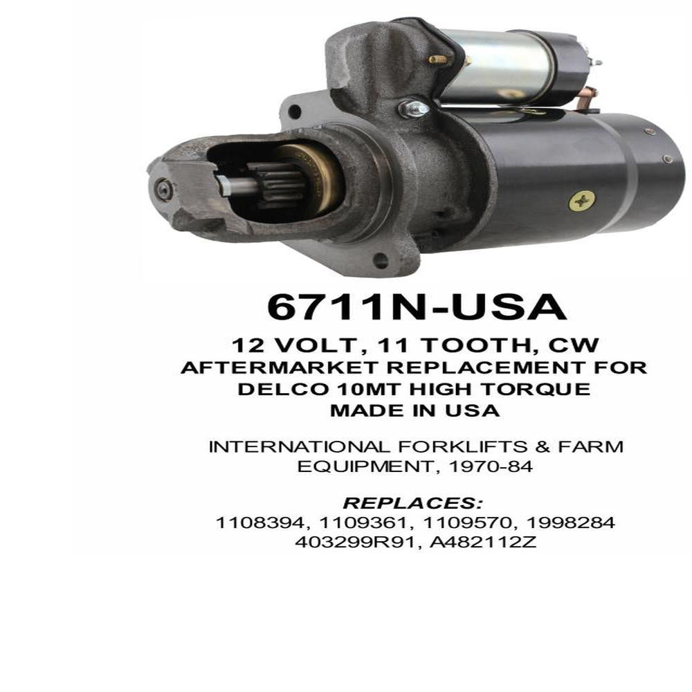 Starter — 10MT-HT 12V 11T Fits Case IH Replaces ROM6711N-USA