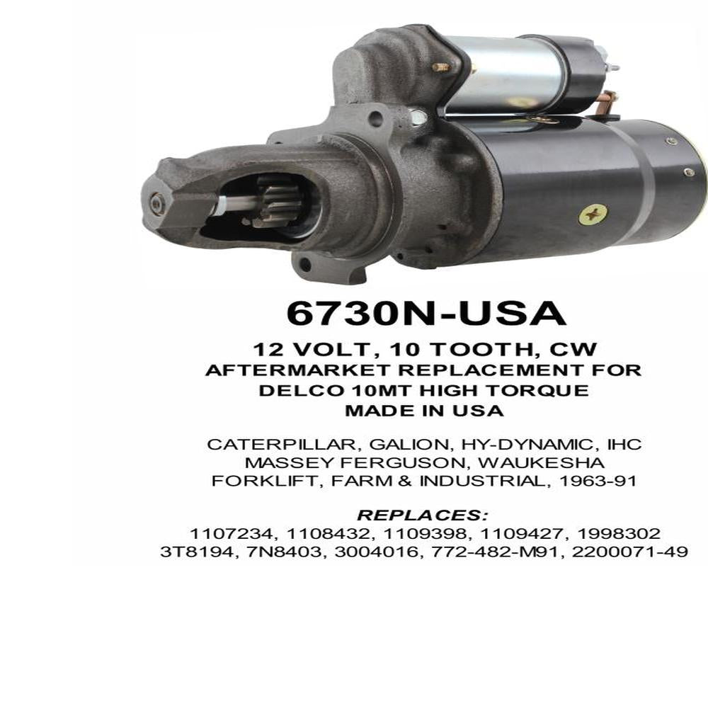 Starter — 10MT-HT 12V 10T Fits Hy-Dynamic Replaces ROM6730N-USA
