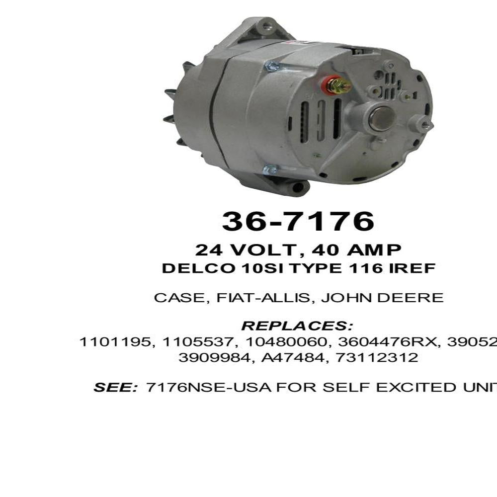 Alternator — DELCO 10SI-116 24V 40A SE Fits Case Replaces ROM7176NSE-USA