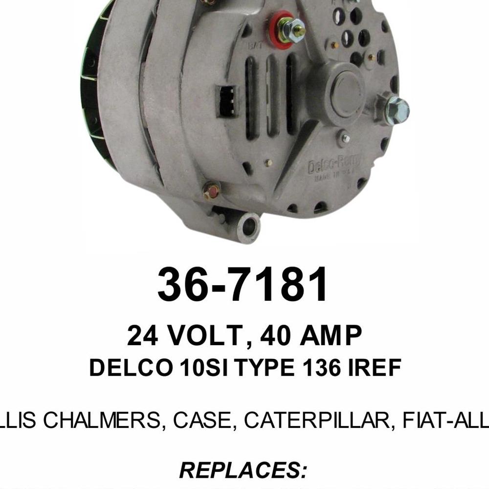 Alternator — DELCO 10SI-136 24V 40A SE Fits Allis Chalmers