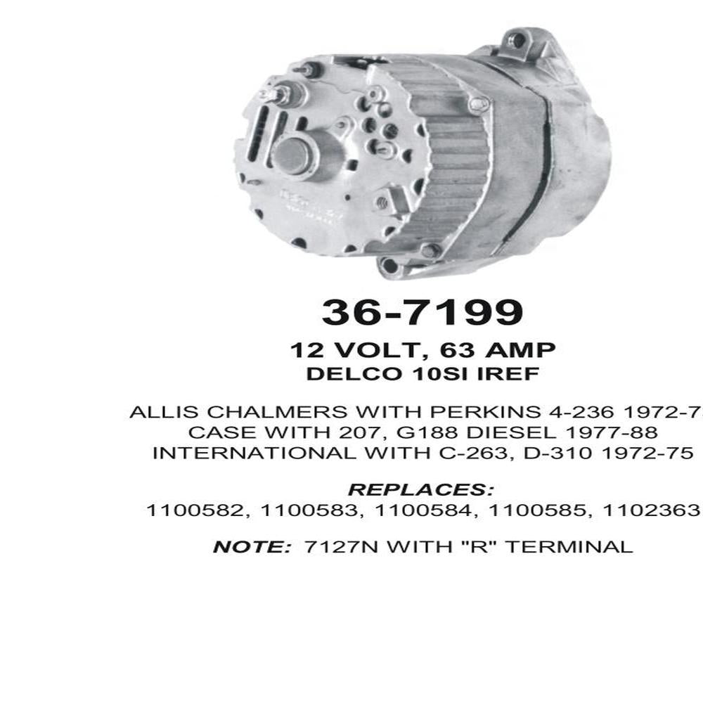 Alternator — " 10SI 12V 72A ""R"" TERM" Fits Jeep Replaces JR775006