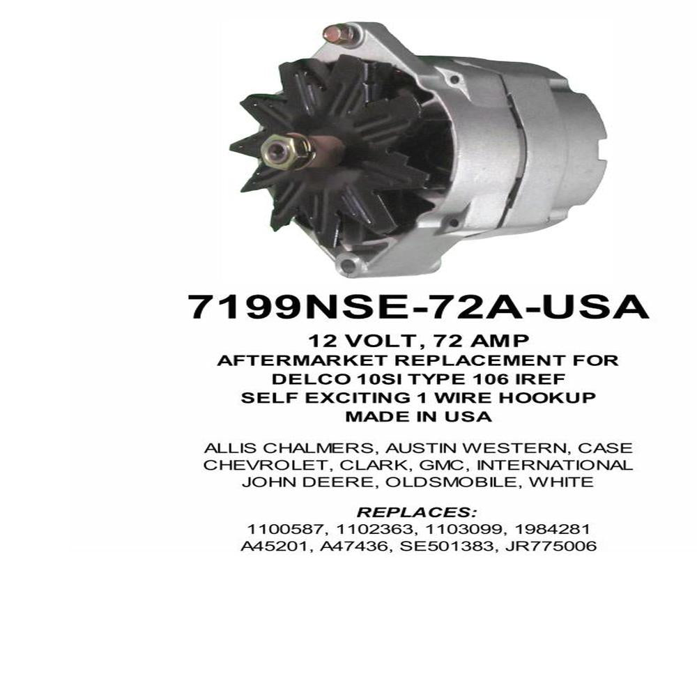 Alternator — " 10SI 12V 72A ""R"" TERM" Fits Austin Western