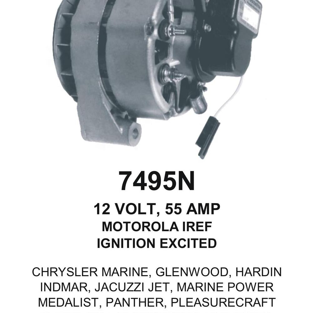 Alternator — MOT IREF 12V 51A MARINE Fits Hardin Replaces ROM7495N-USA