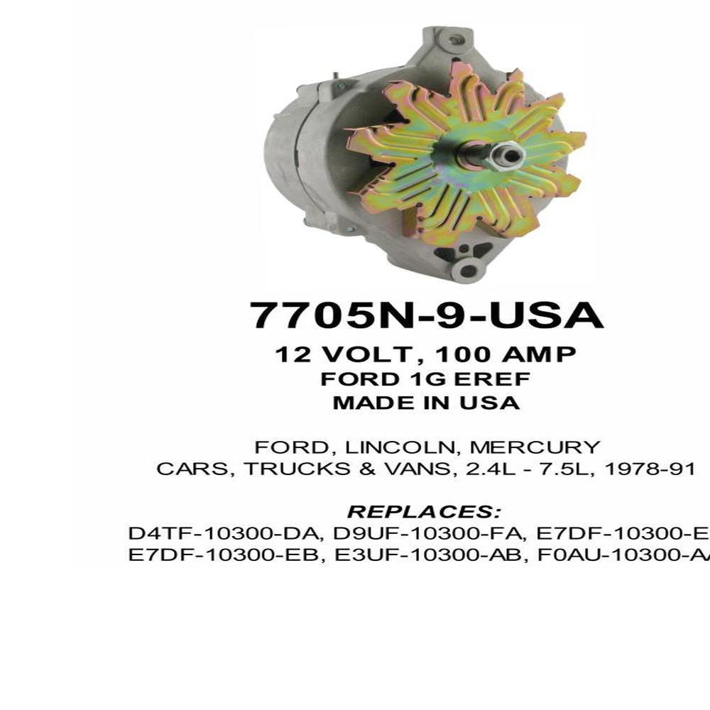 Alternator — FORD 12V 100A 9:00 Fits Mercury Replaces ROM7705N-9-USA