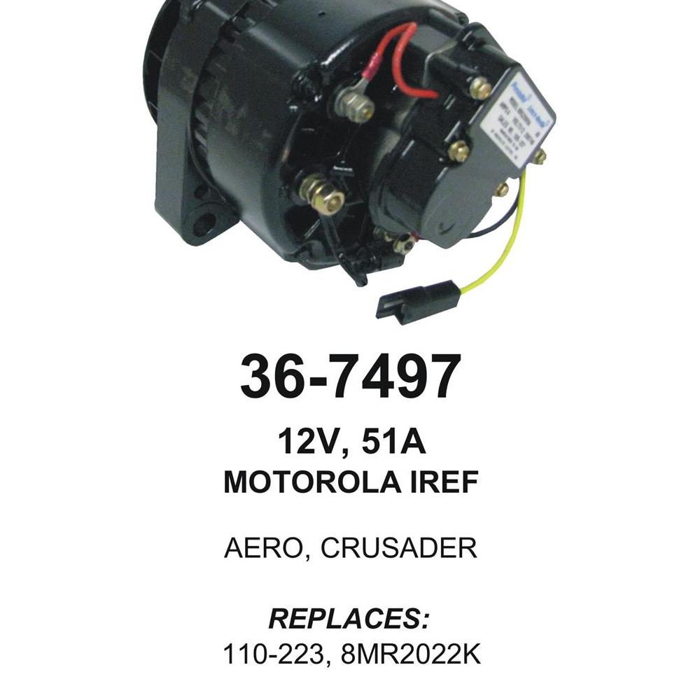 Alternator — MOT IREF 12V 51A MARINE Fits Hardin Replaces ROM8377N-USA