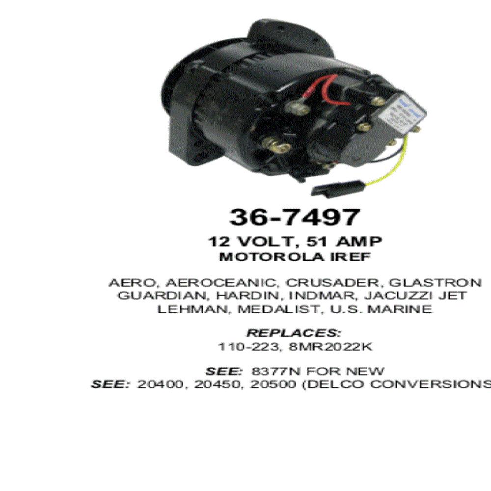 Alternator — MOT IREF 12V 51A MARINE Fits Rex Replaces ROM8377N-USA