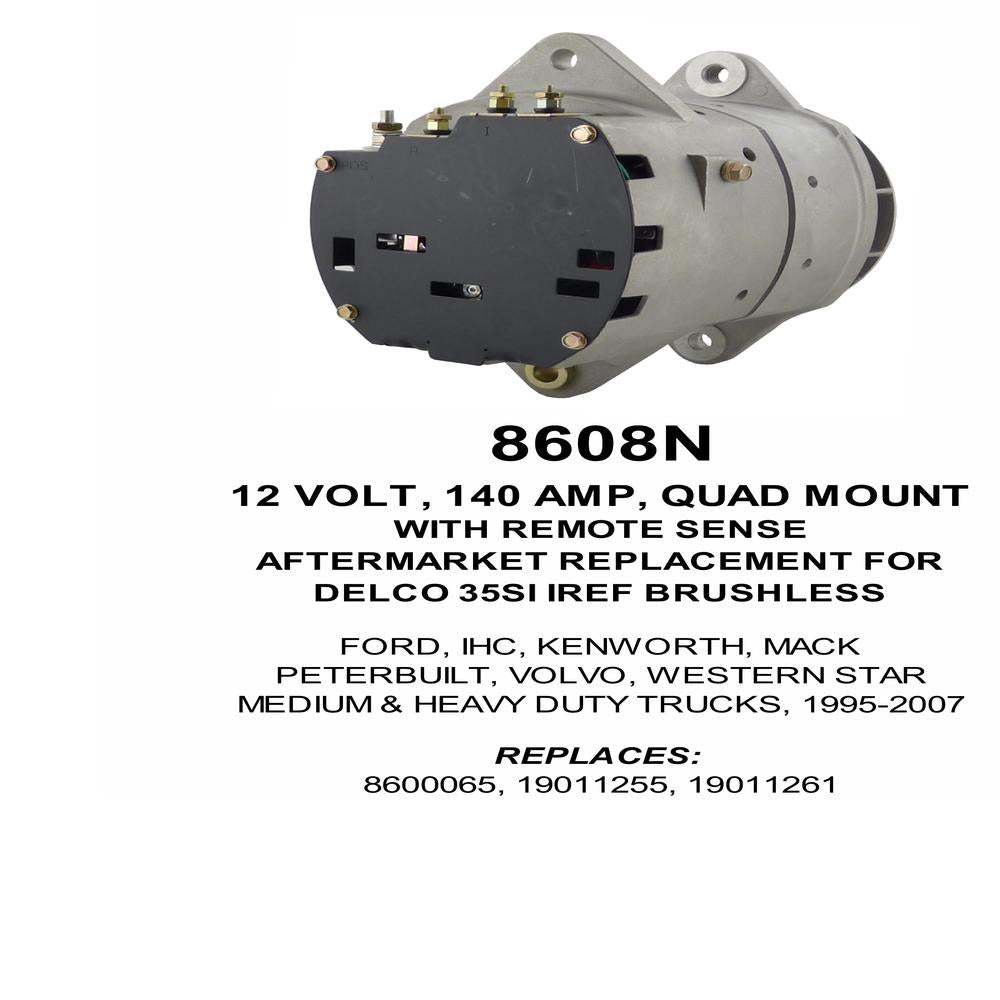 Alternator — 35SI HP 12V 140A Fits Kenworth Replaces ROM8608N-USA