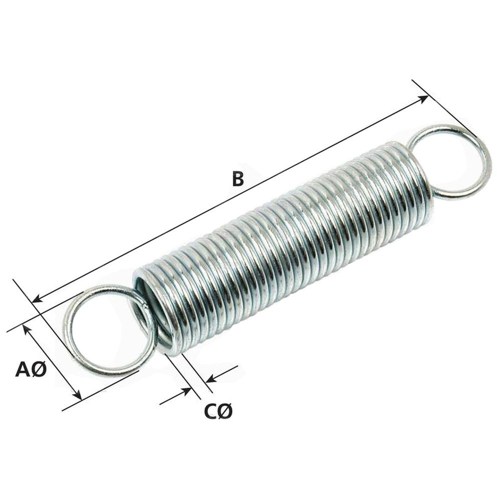 S.11097 Tension Spring, Spring mm5mm, Wire 0.5mm, Length: 145mm.