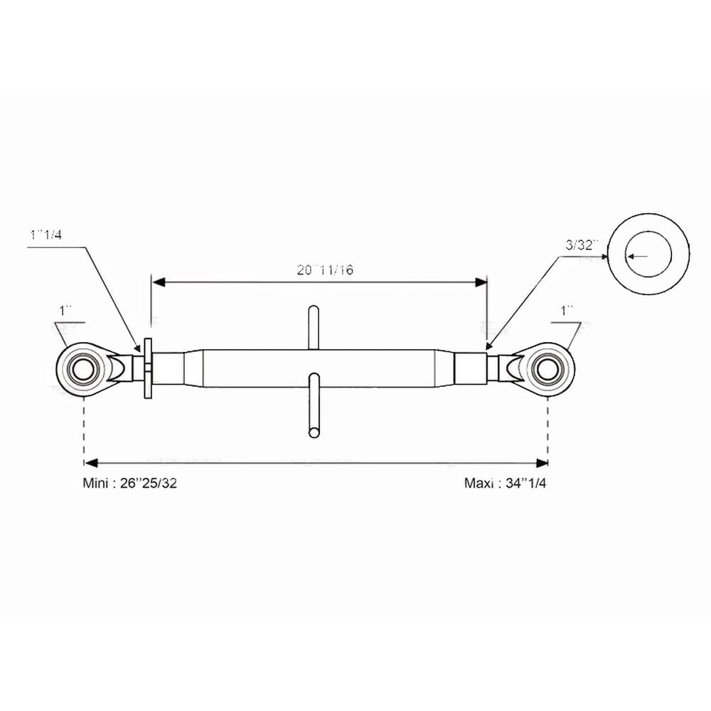 S.15347 Top Link Heavy Duty (Fits CAT.2/2) Min: 680mm - Fits Massey Ferguson