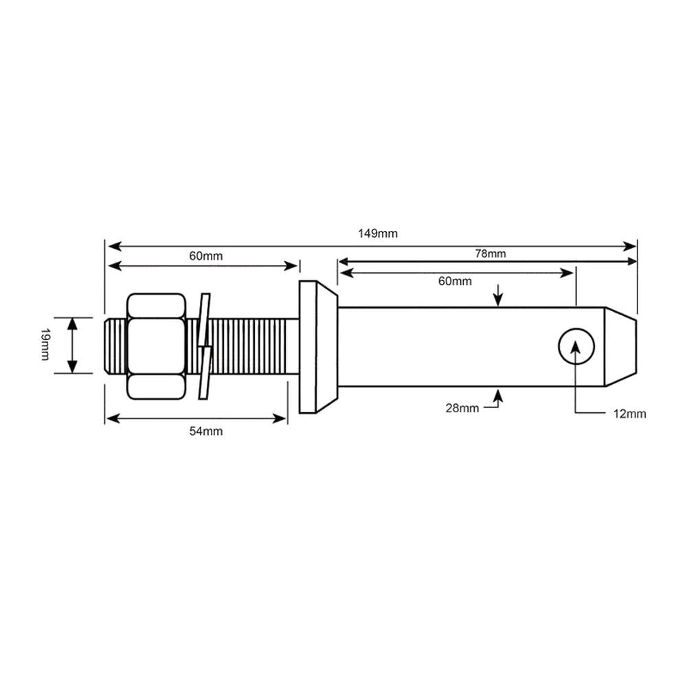 S.197 Lower Link Implement Mounting Pin (Fits CAT. 2)