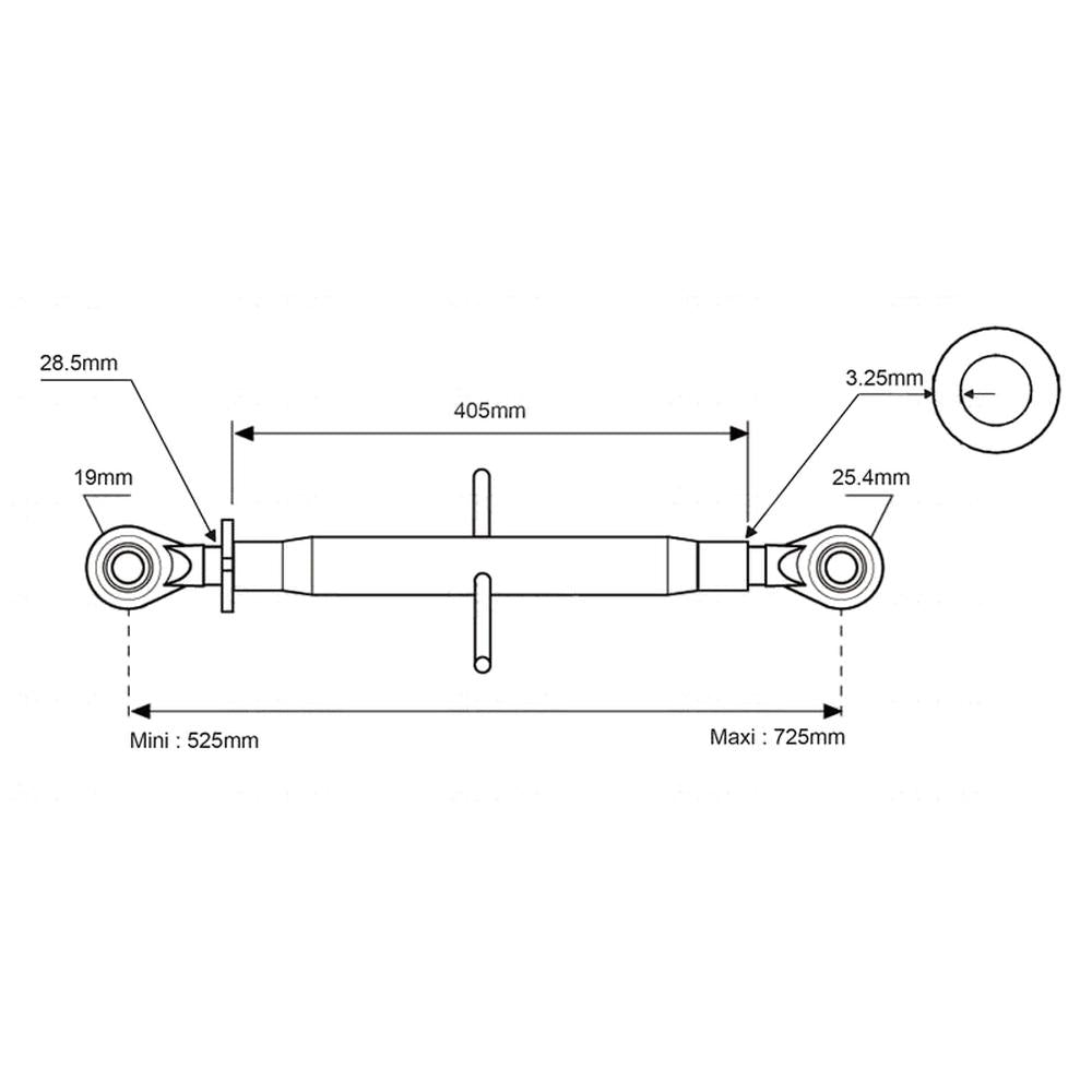 S.315 Top Link Standard Duty (Fits CAT.1/2) Ball and Ball, Min mm: 525mm