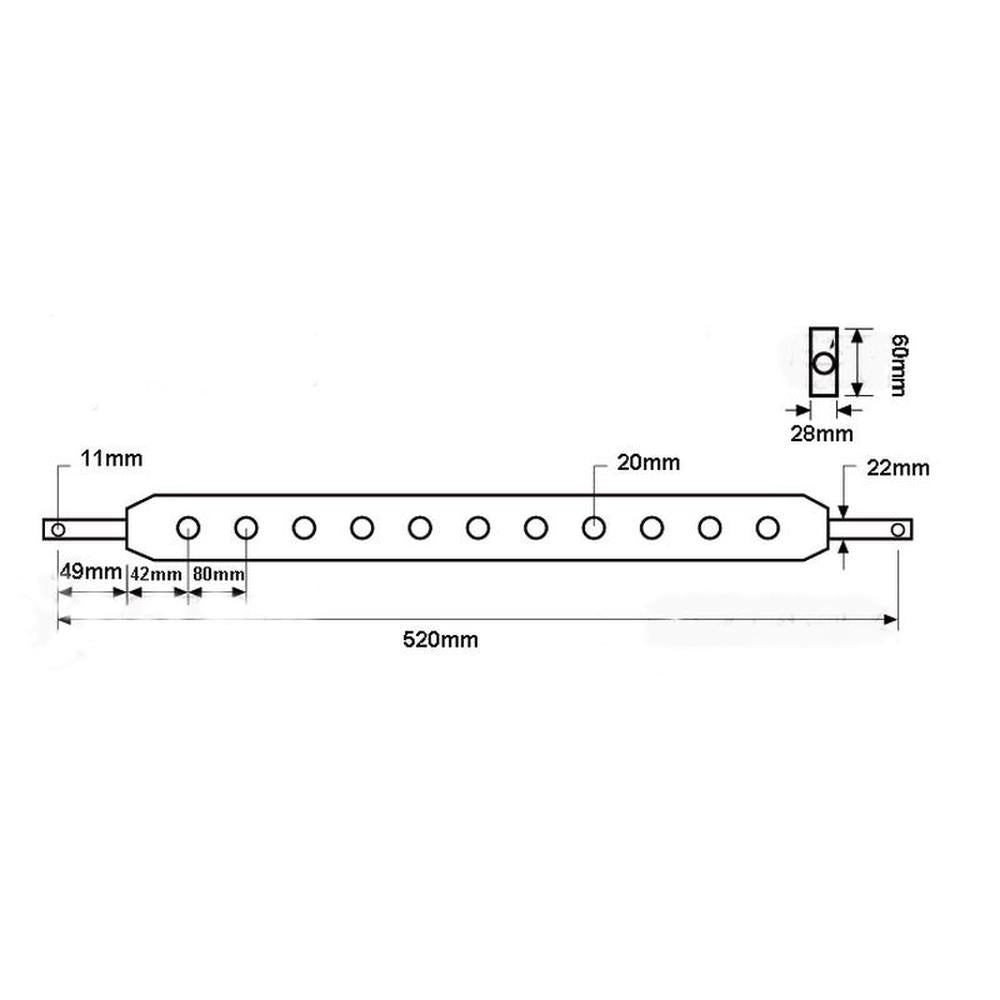 S.49123 Linkage Drawbar (Fits CAT. 1) No. holes: 5, 520mm