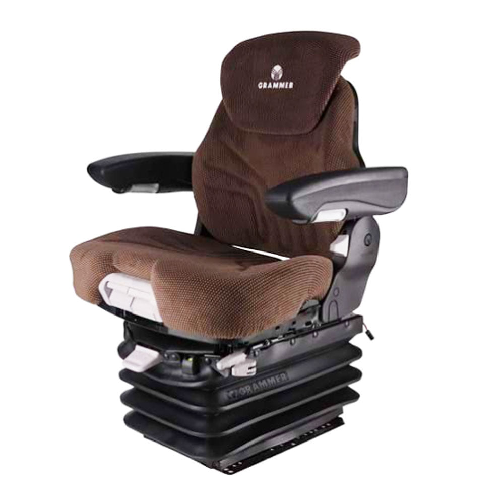 AH227974 Brown Fabric Grammer Seat w Air Suspension 12V Fits John Deere MSG95/74