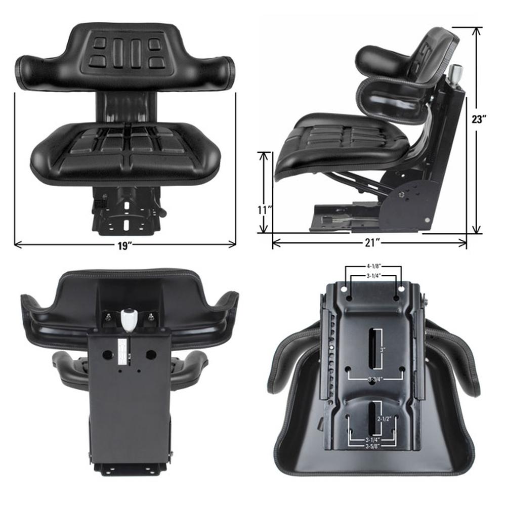 Black Waffle Style Suspension Seat Fits John Deere 2530 2550 2555 2630 2640