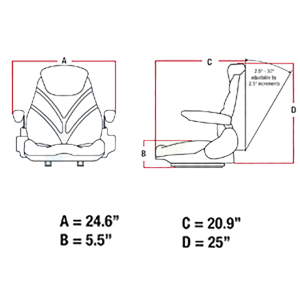 Universal Vinyl Black Seat For Riding Mower Tractor Skid Steer Loader Backhoe