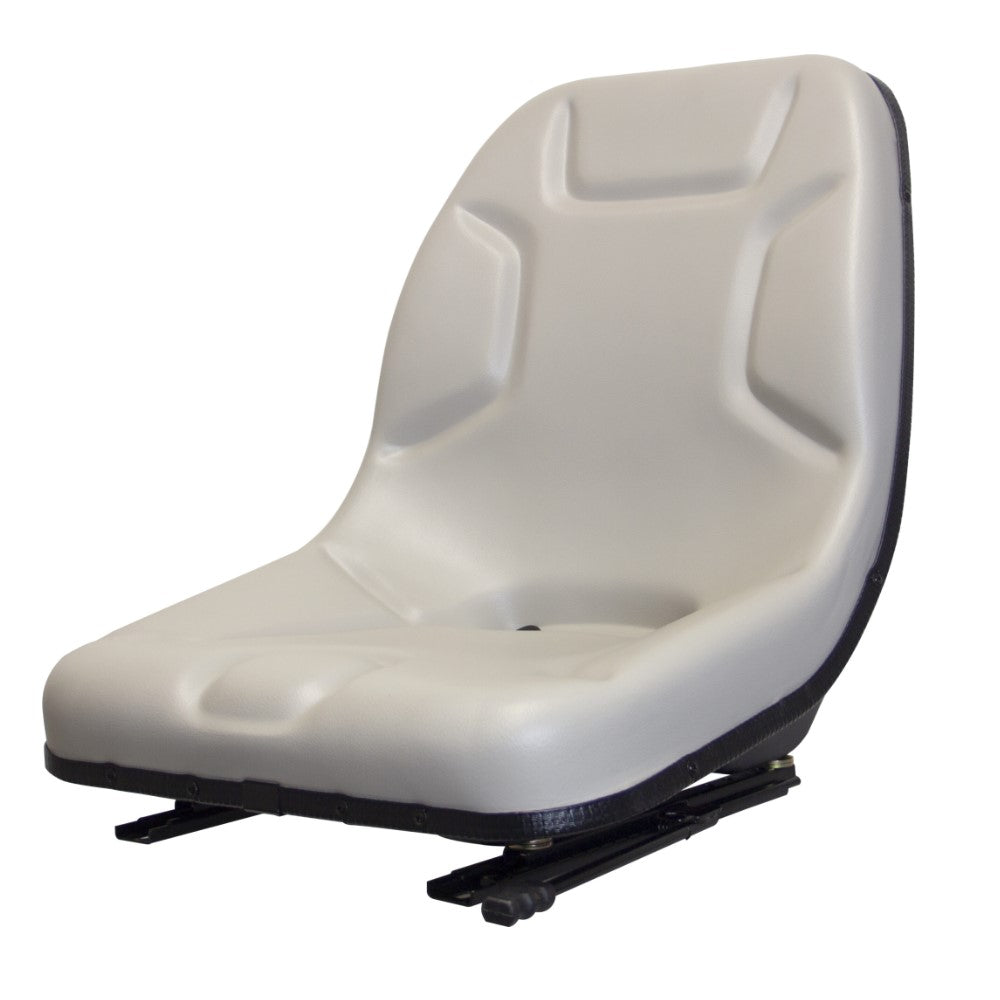 Gray High-Back Seat with Heavy Duty Slides for Skid Steers Loaders Fork Lifts