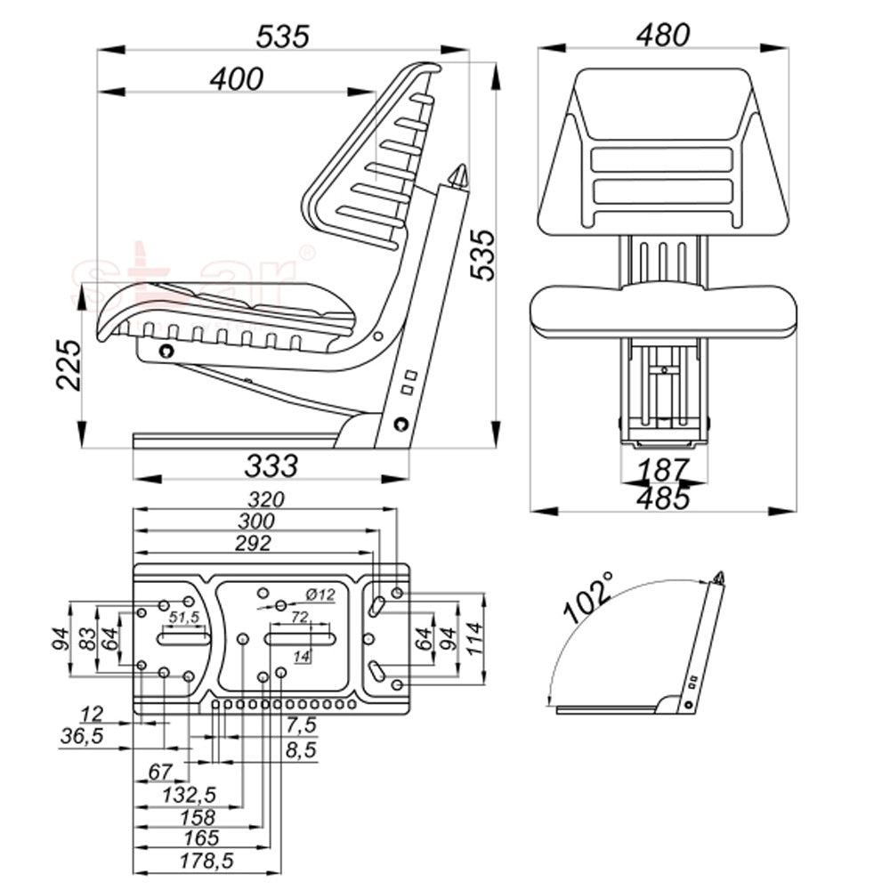 3010-0024 Universal Black Seat Assembly