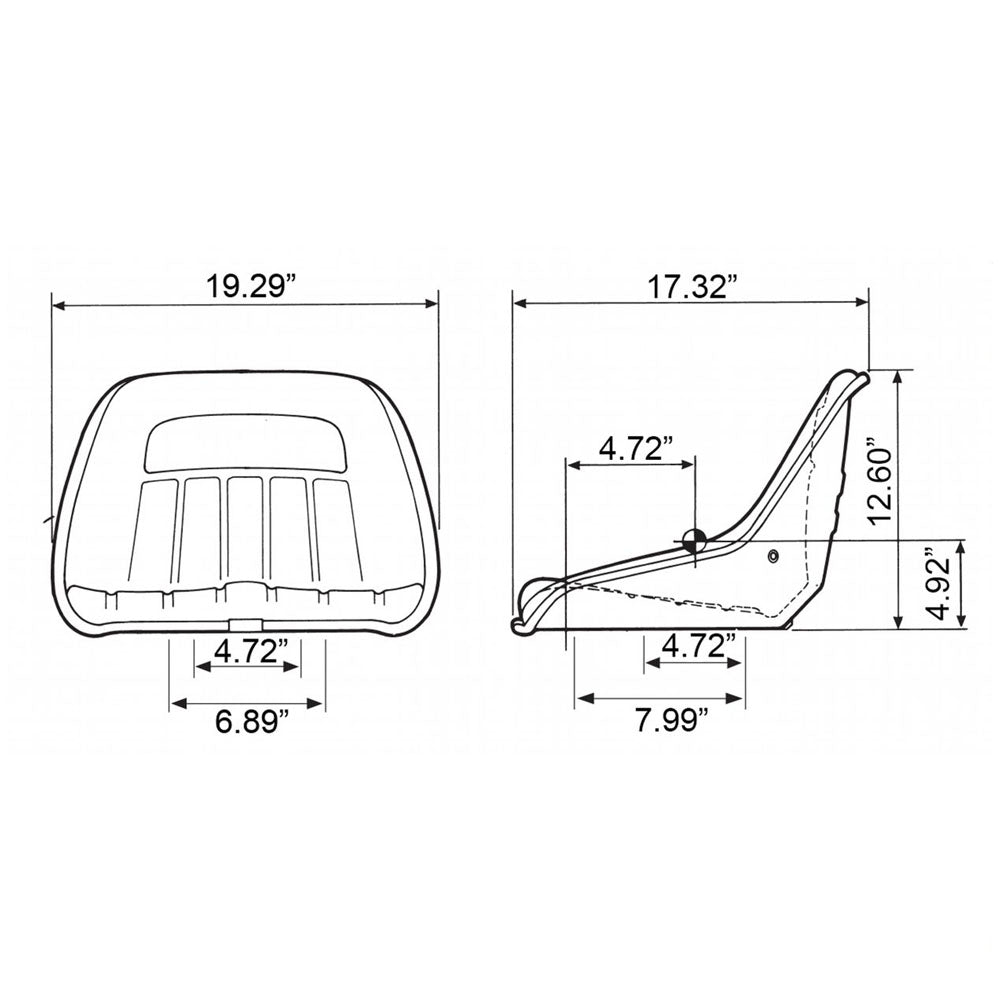 S830856 Bucket Seat, Black Vinyl Fits International