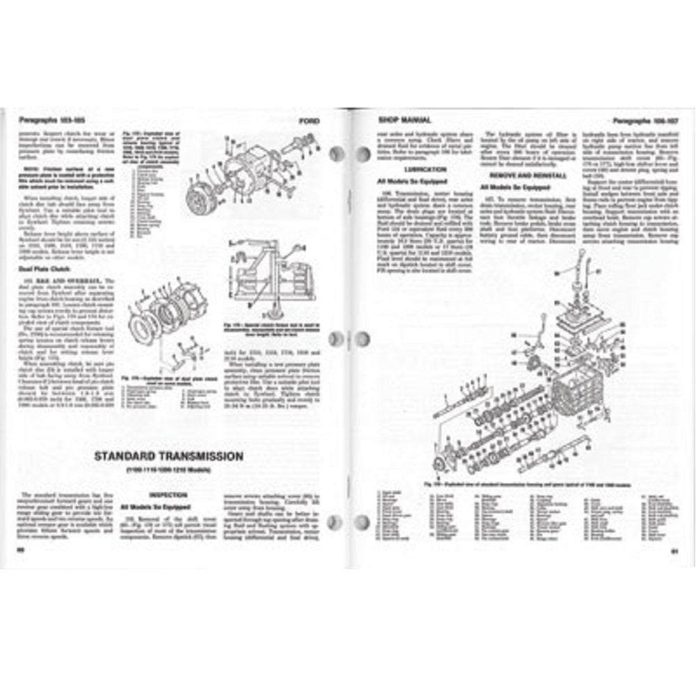 Shop Manual Fits Ford 1100 1110 1200 1210 1300 1310 1500 1510 1700 1710 1900 191