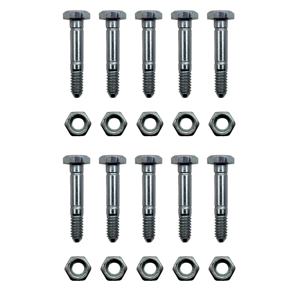 10 Pack Shear Pins and Nuts fits Ariens 532005 53200500 05907100 532-005