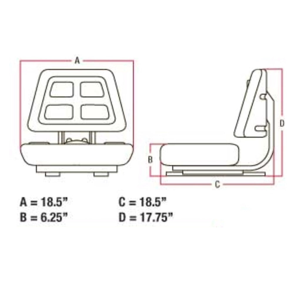 2702200 Universal Seat with Slide Tracks And Mounting Brackets Trapezoid Back