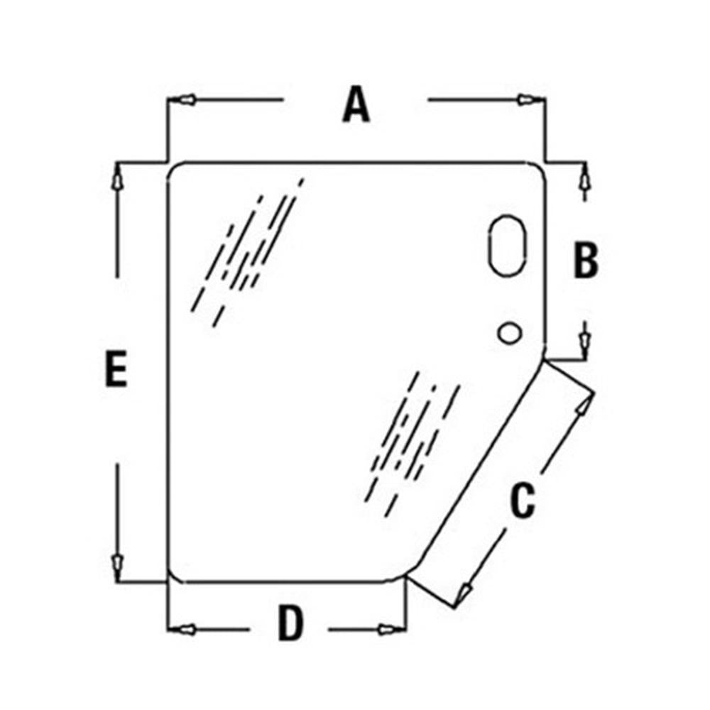 T133336 Fits John Deere Lower Door GLass (LH) for Models 300D, 310D, 310E, 310SE
