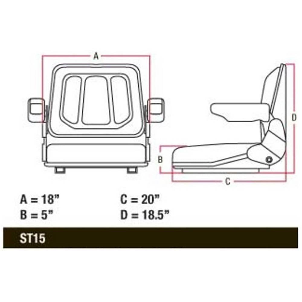 Gray Universal Tractor Seat With Arms Fits Kubota Skid Steer Fits Bobcat