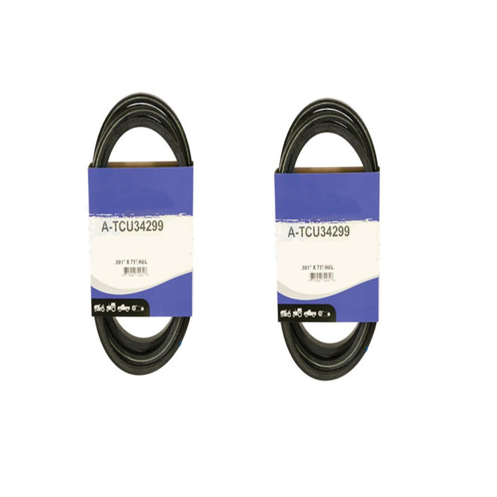 Qty 2: Traction Drive Belts Fits John Deere Replaces TCU34299 Made With Aramid