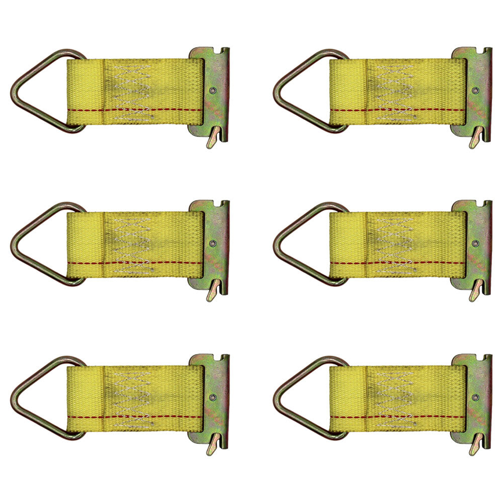 Set of (6) 2" Wide E-Track Cargo Trailer Tie Down Strap W/-D Ring 4,000 lbs