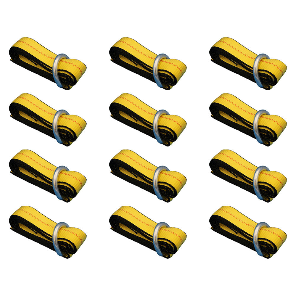 (12) Car Hauler Lasso Wheel Tie Down Straps 8' w/D-Ring for Tow Dolly Tow Truck