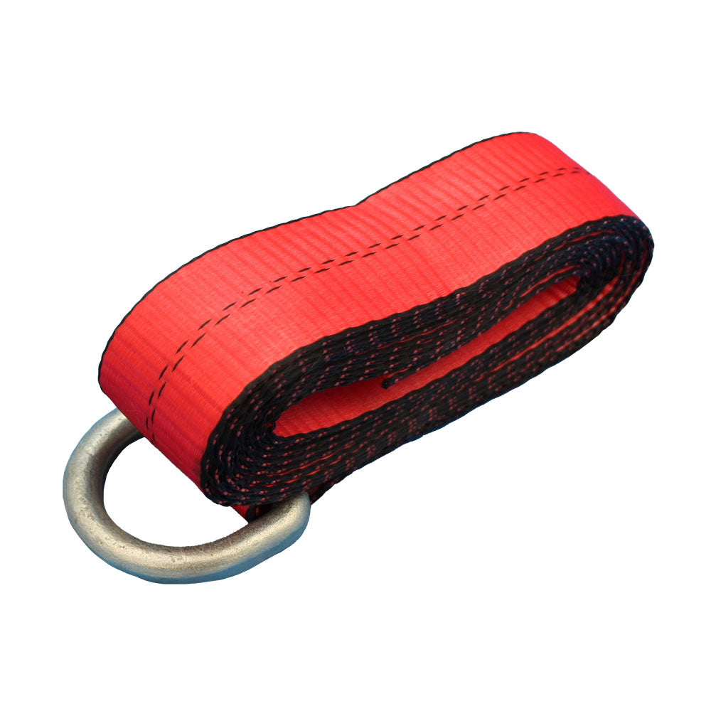 Car Hauler Red Lasso Wheel Tie Down Strap 12' w/ D-Ring for Tow Dolly Tow Truck