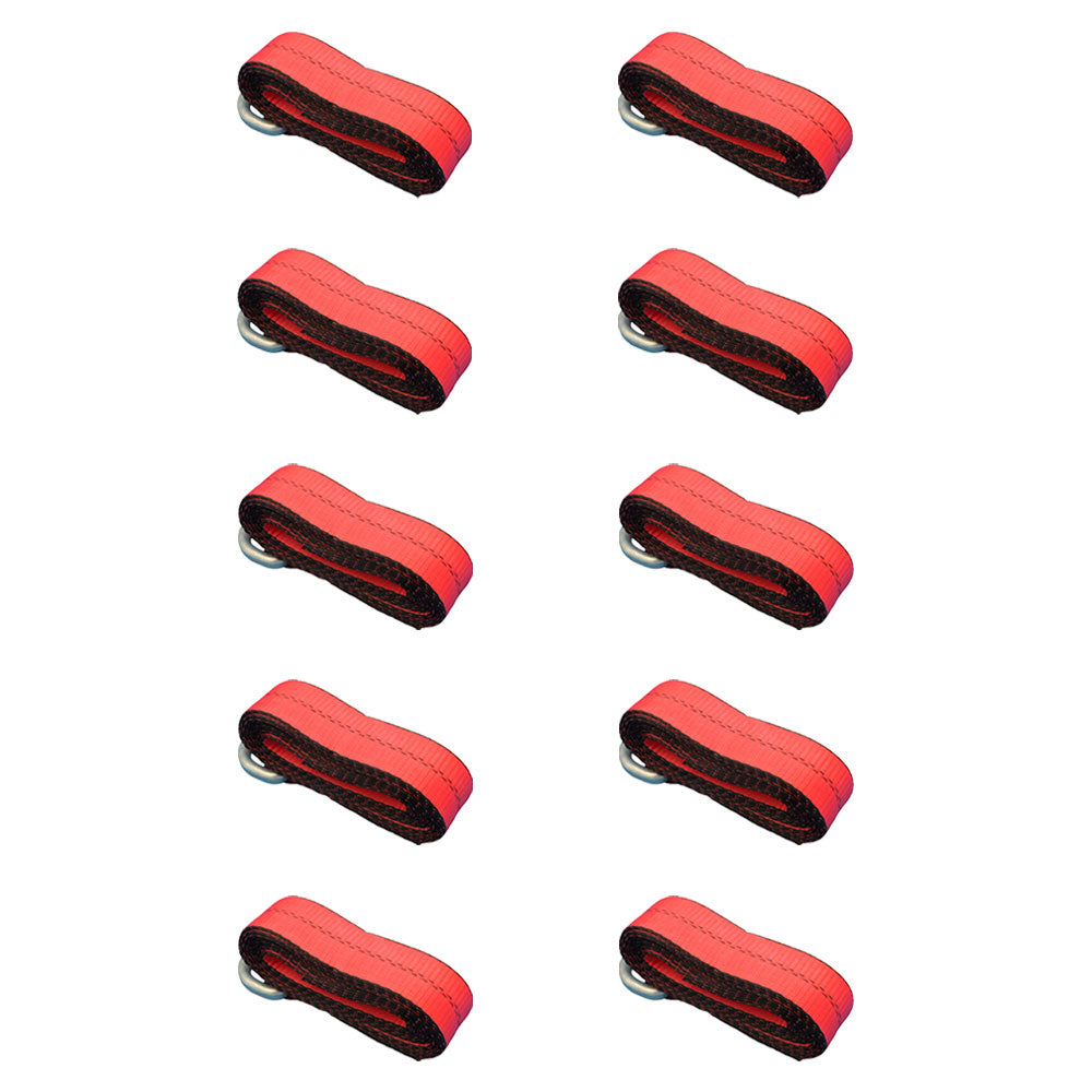 Qty 10: Heavy Duty Lasso/Wheel Lift Straps (Red) Fits Universal Replaces N/A
