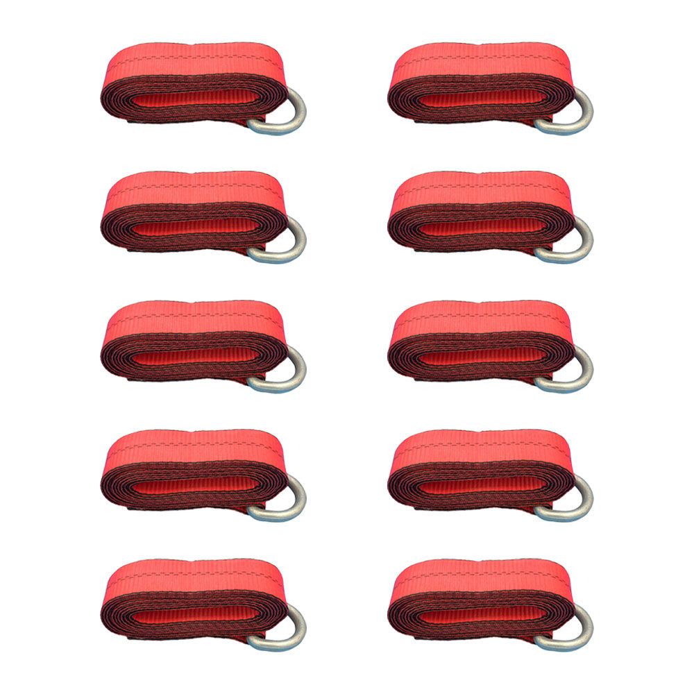 Qty 10: Heavy Duty Lasso/Wheel Lift Straps (Red) Fits Universal Replaces N/A
