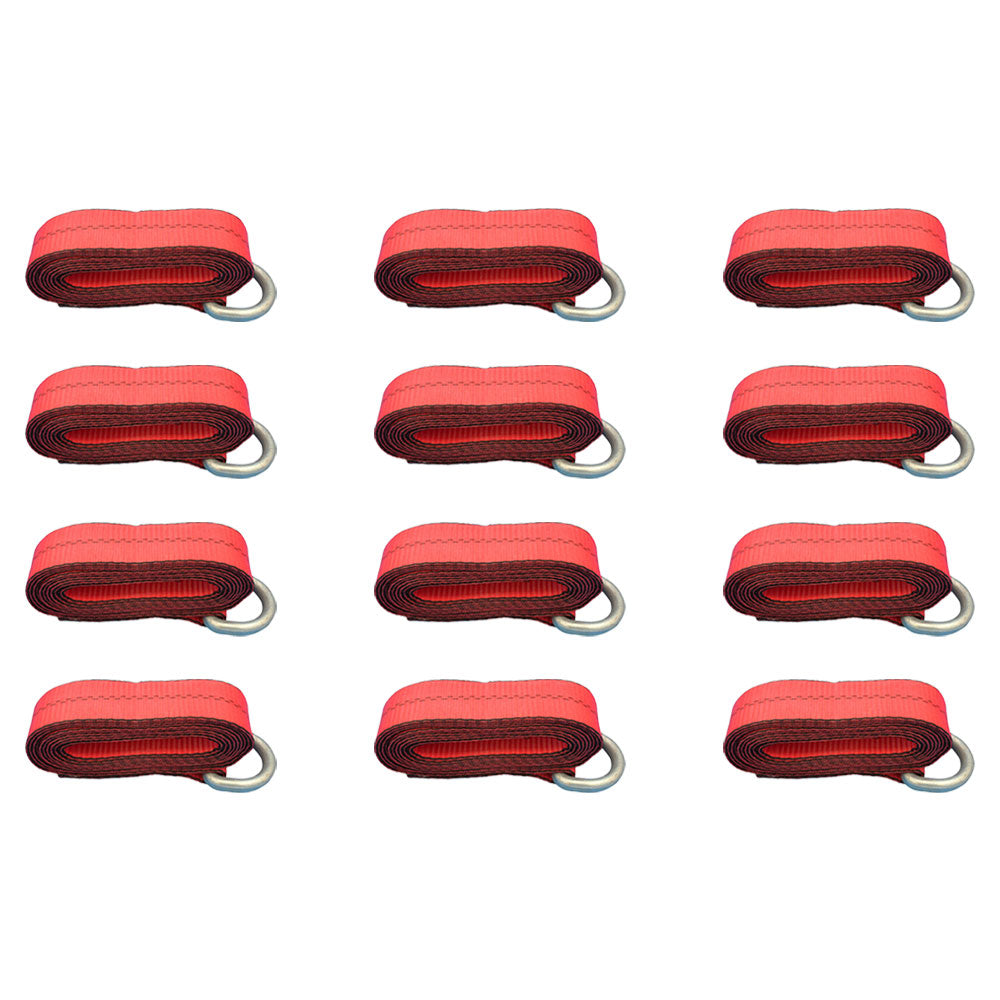 (12) Car Hauler Lasso Wheel Tie Down Straps 12' w/D-Ring for Tow Dolly Tow Truck