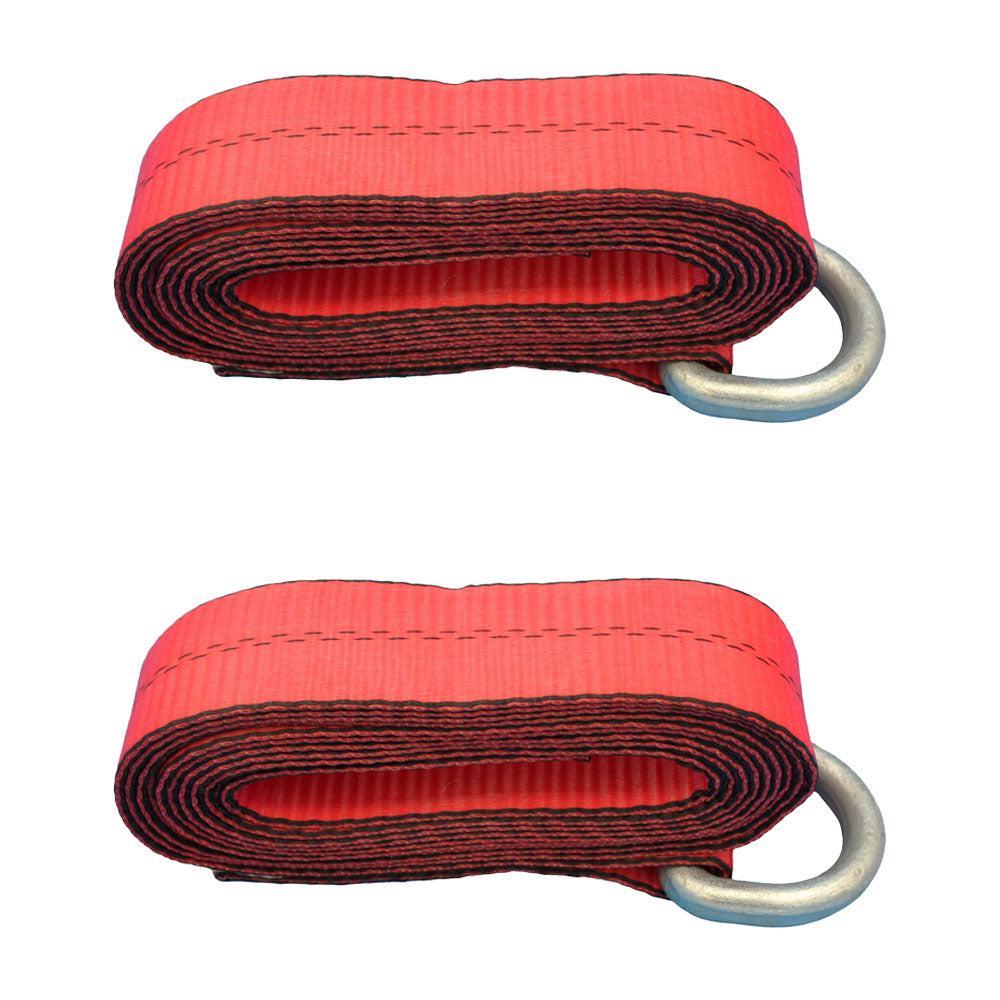 Qty 2: Heavy Duty Lasso/Wheel Lift Straps (Red) Fits Universal Replaces N/A