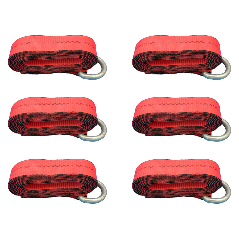 Qty 6: Heavy Duty Lasso/Wheel Lift Straps (Red) Fits Universal Replaces N/A