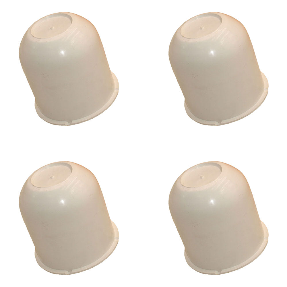 4 White Hub Center Cap 3.125 Trailer Camper Travel Truck Cover Rim Hubcap