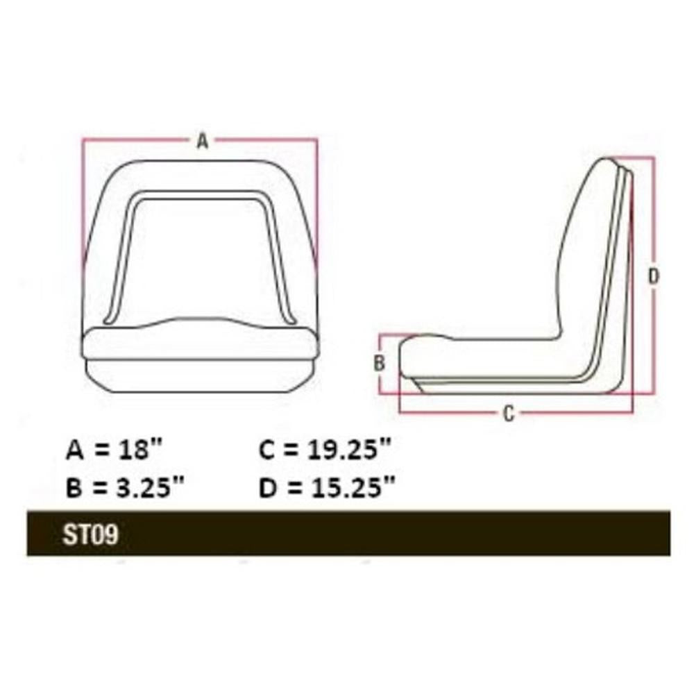 TM333GR Grey Universal Michigan Style Seat W/O Slide Track Fits John Deere