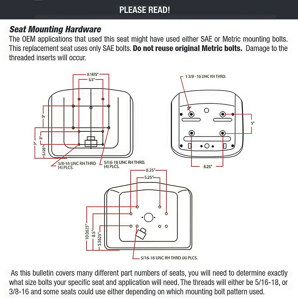 A-TM555BL Michigan Style Seat - Fits John Deere; Fits Kubota; Fits Massey Ferg +