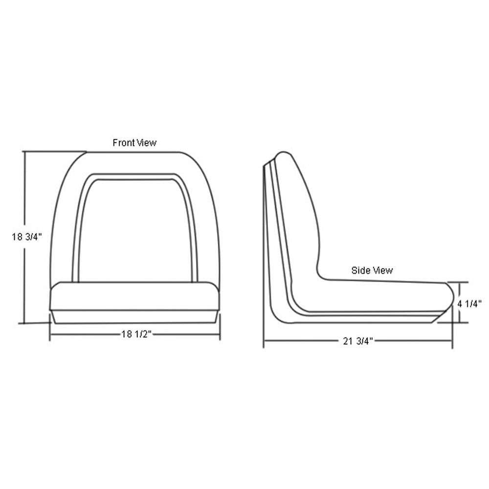 18" Black Vinyl Seat Fits 650,750,850,950,& 1050 Fits John Deere Compact Tractor
