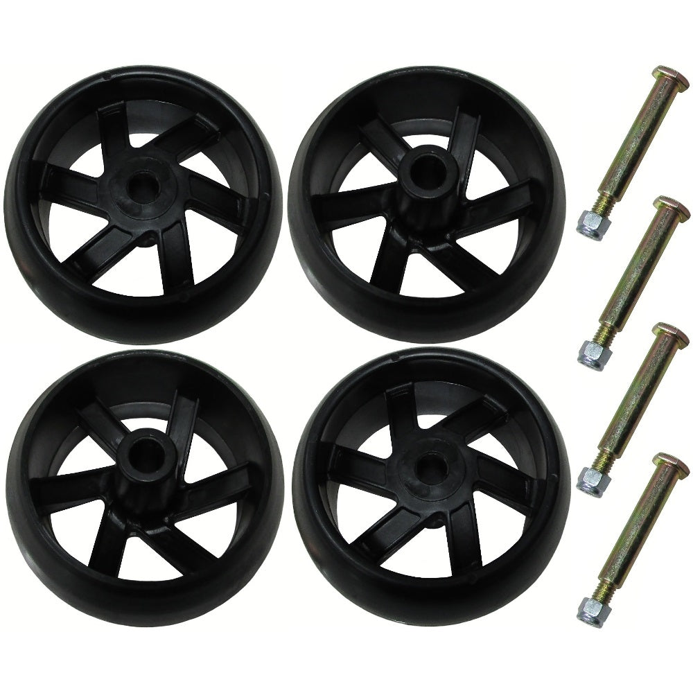 (Pack of 4) Smooth Deck Wheel with Bolt, Nut Fits Husqvarna 589527301 &