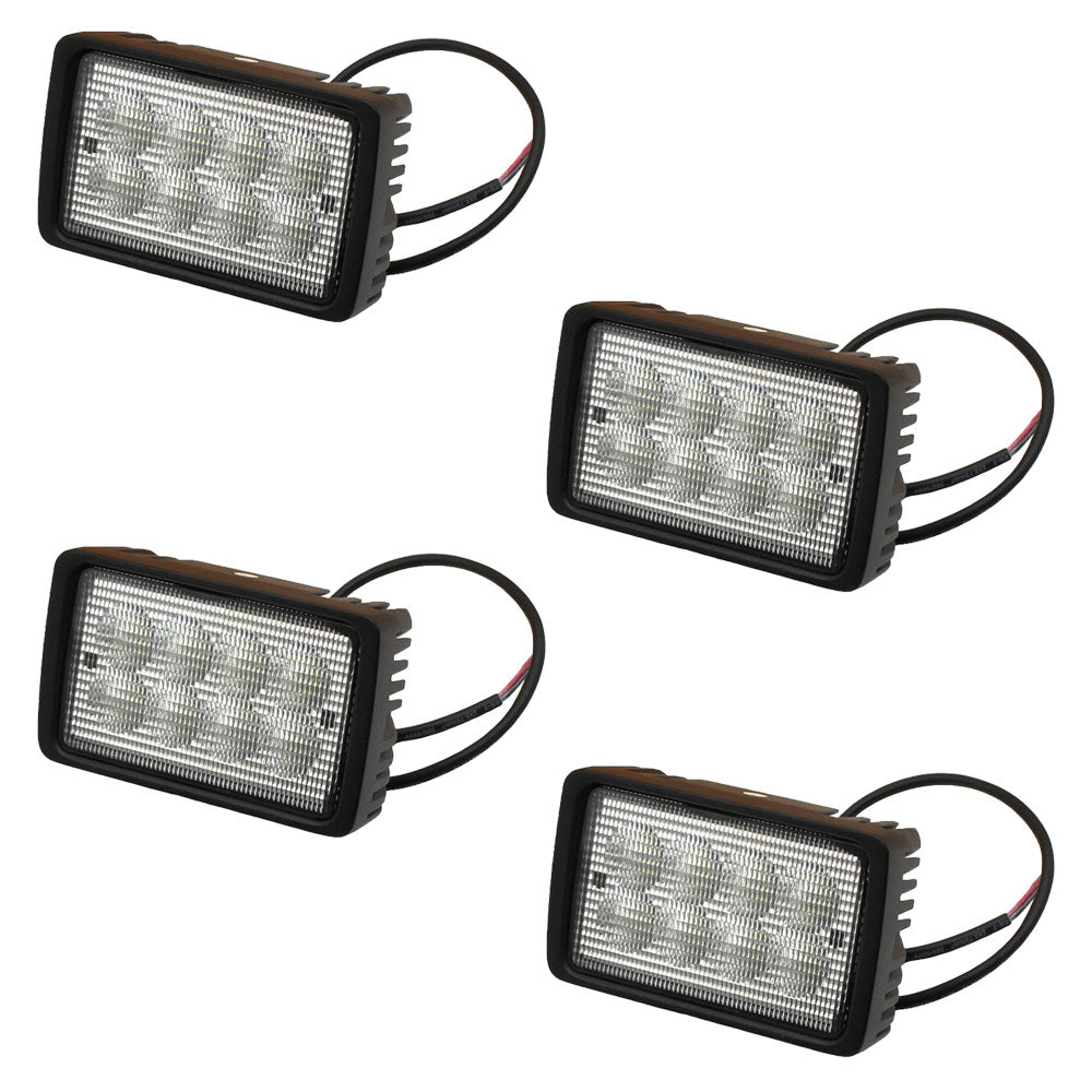 (4) Rectangle LED Flood Work Lamps 1312047C91 Fits Case-IH 305 310 315 335