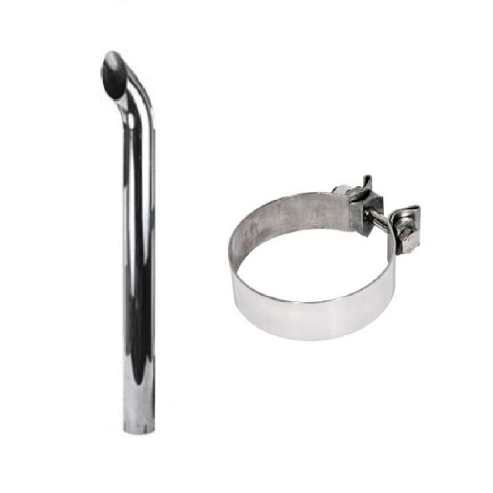 ZNL89375C Curved Chrome Exhaust Stack 3 3/4" w/ 4" Clamp 1026 1066 1466 1566 +
